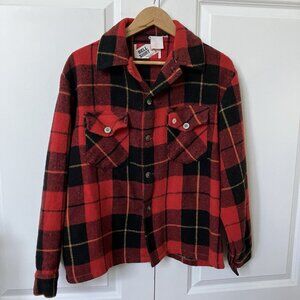 Vintage Bell Shirt Red Plaid Wool Blend Lumberjack Camper Shacket